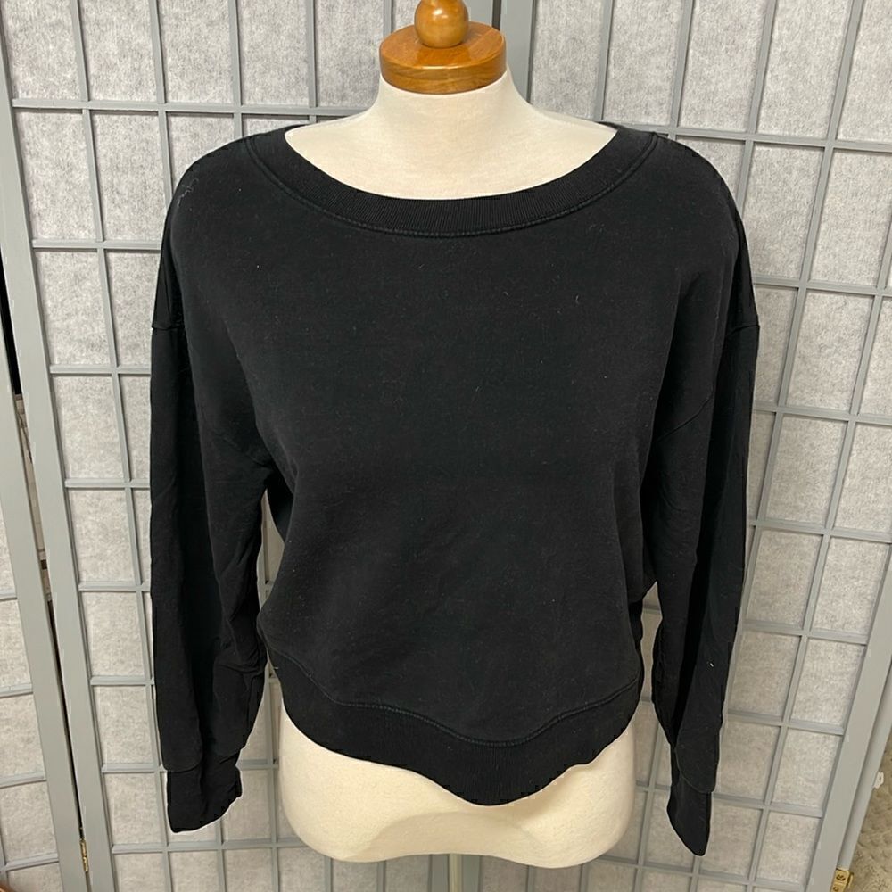 Athleta Open Back Sweatshirt, Black, Extra Small